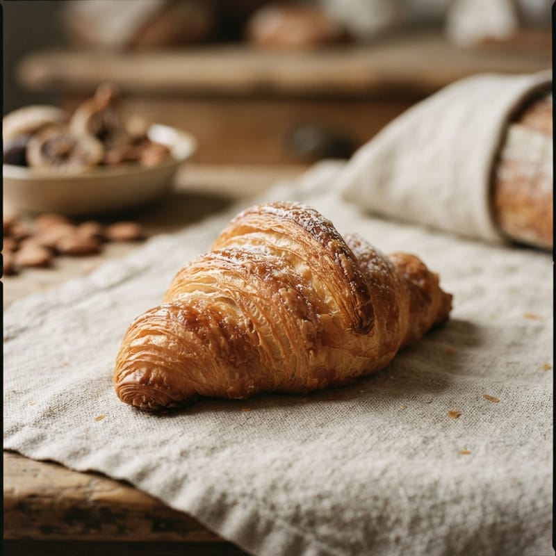 Cornetto lievitato sfogliato appena sfornato